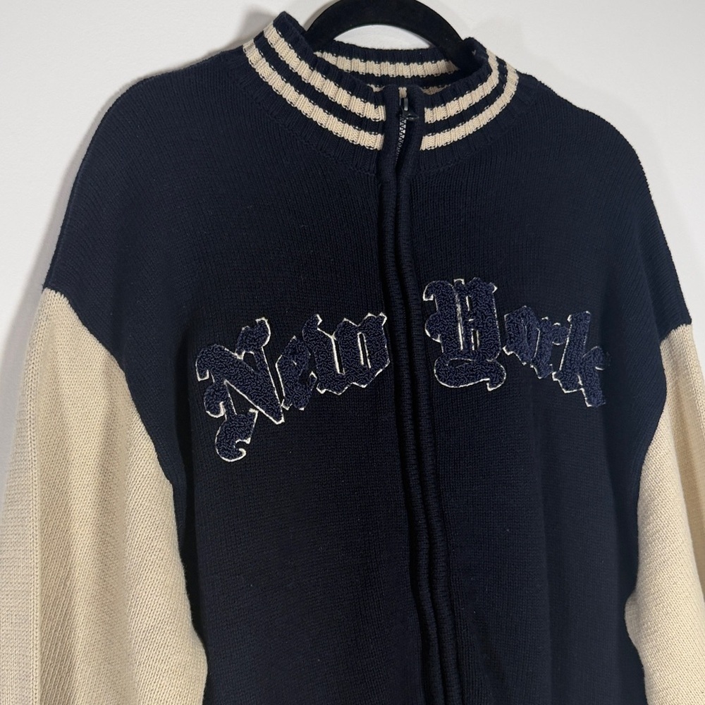 NWOT New York Yankees Navy and Cream Varsity Jacket - Picture 2 of 10
